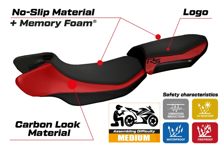 Housse de selle compatible - BMW R 1200 RS 2015 - 2019 - mod Aurelia Color RS Comfort System