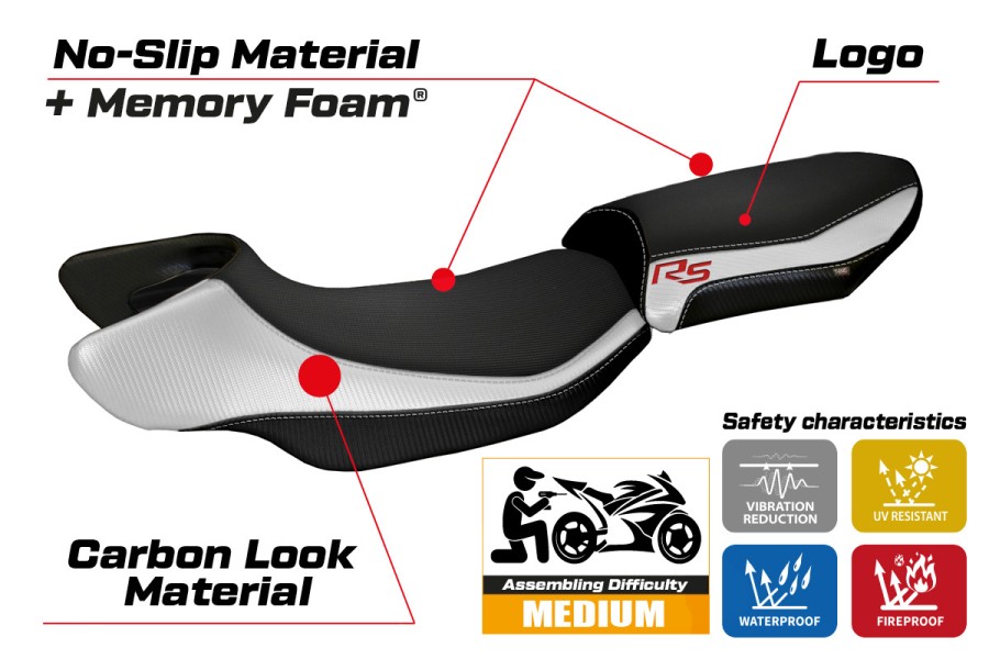 Seat cover compatible - BMW R 1200 RS 2015 - 2019 - mod Aurelia Color RS Comfort System