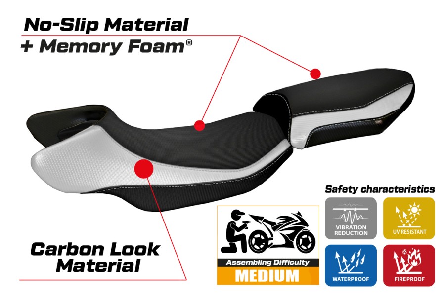 Funda de asiento compatible - BMW R 1200 RS 2015 - 2019 - mod Aurelia Color RS Comfort System