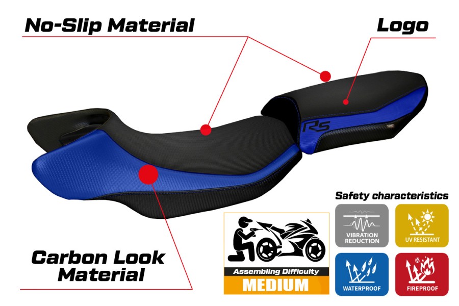 Funda de asiento compatible - BMW R 1200 RS 2015 - 2019 - mod Aurelia Color RS