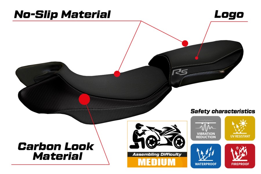 Funda de asiento compatible - BMW R 1200 RS 2015 - 2019 - mod Aurelia Color RS