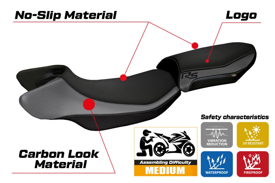 Seat cover compatible - BMW R 1200 RS 2015 - 2019 - mod Aurelia Color RS