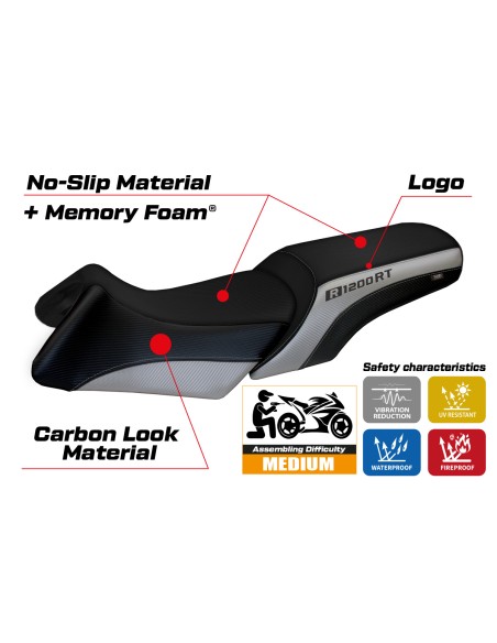 Funda de asiento compatible BMW R 1200 RT (06-13) modelo Roberto comfort system