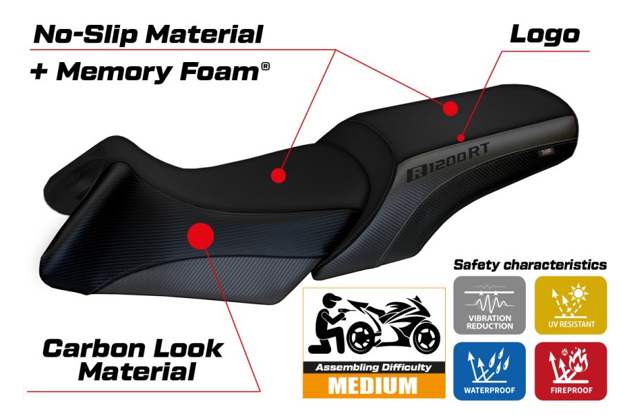 Housse de selle compatible BMW R 1200 RT (06-13) modèle Roberto comfort system