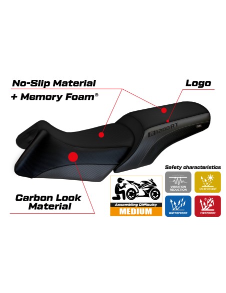 Housse de selle compatible BMW R 1200 RT (06-13) modèle Roberto comfort system
