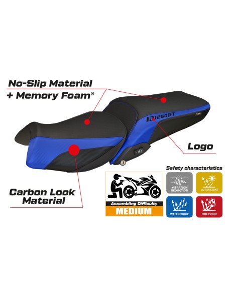 Funda de asiento compatible BMW R 1250 RT (19-22) modelo Alghero 1 comfort system