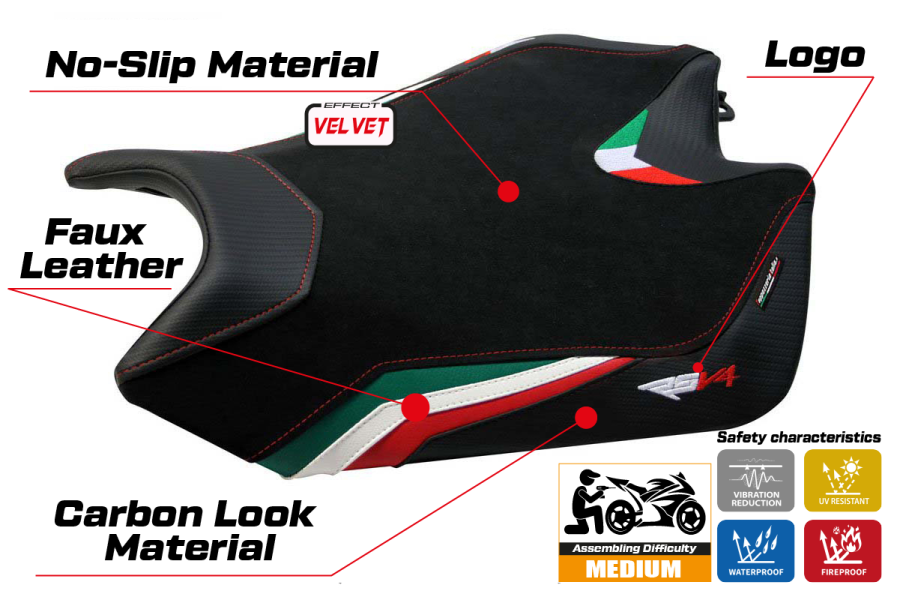Sitzbezug kompatibel - Aprilia RSV4 2009-2020 - mod Torino Velvet