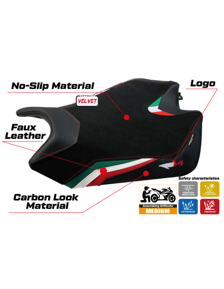 Funda de asiento compatible - Aprilia RSV4 2009-2020 - mod Torino