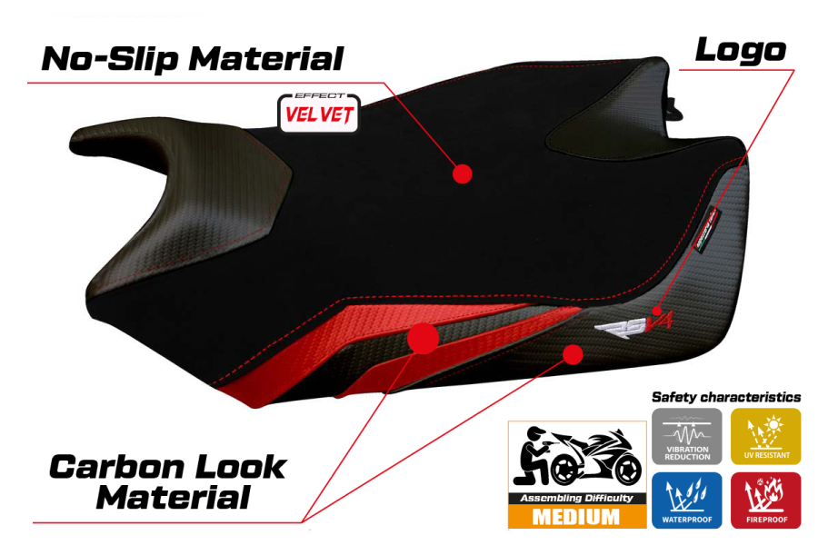 Sitzbezug kompatibel - Aprilia RSV4 2009-2020 - mod Torino Velvet