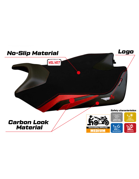 Rivestimento sella compatibile - Aprilia RSV4 2009-2020 - mod Torino Velvet