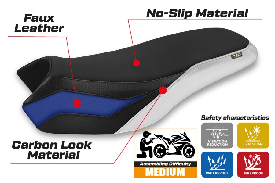 Funda de asiento compatible con BMW R 1200/1250 GS Rallye (17-22) modelo Affile