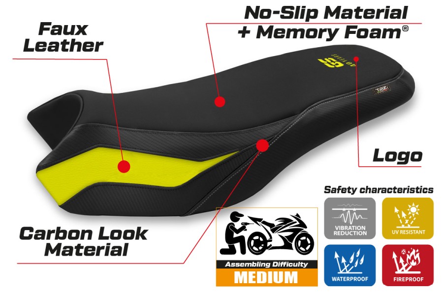 Housse de selle compatible BMW R 1200/1250 GS Rallye (17-22) modèle Sa Dao comfort system