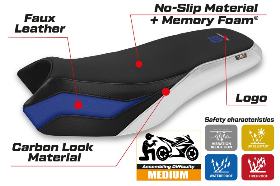 Seat cover compatible BMW R 1200/1250 GS Rallye (17-22) Sa Dao comfort system model