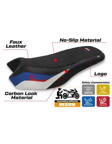 Funda de asiento compatible con BMW R 1200/1250 GS Rallye (17-22) modelo Habary