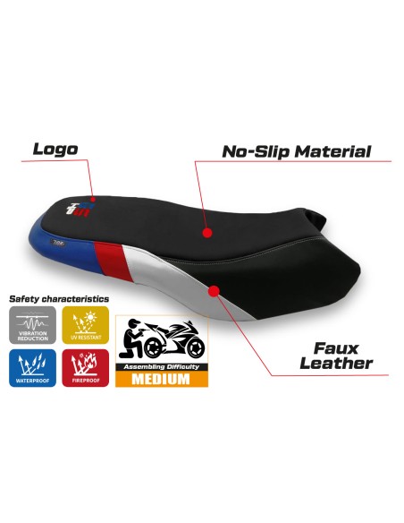 Funda de asiento compatible BMW R 1200/1250 GS Rallye (17-22) modelo Magherno