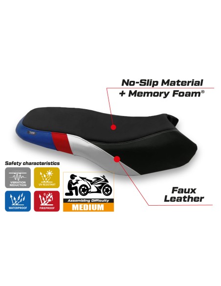 Funda de asiento compatible con BMW R 1200/1250 GS Rallye (17-22) modelo Favria comfort system