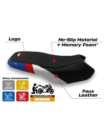 Seat cover compatible BMW R 1200/1250 GS Rallye (17-22) Favria comfort system model