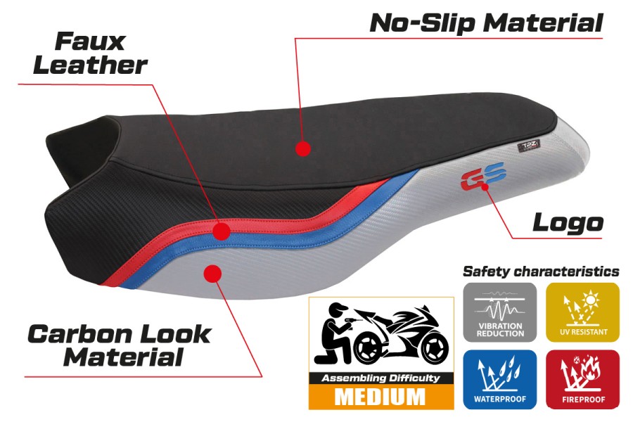 Seat cover compatible BMW R 1200/1250 GS Rallye (17-22) Bonn 2 model