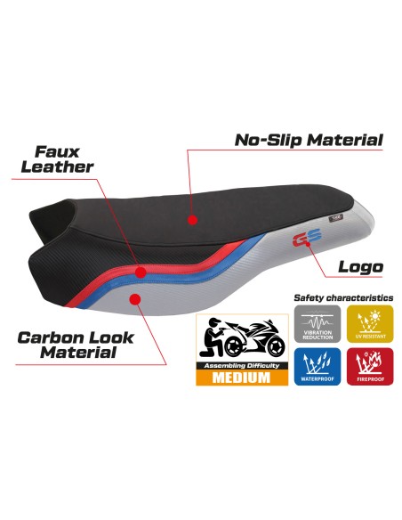 Funda de asiento compatible BMW R 1200/1250 GS Rallye (17-22) modelo Bonn 2