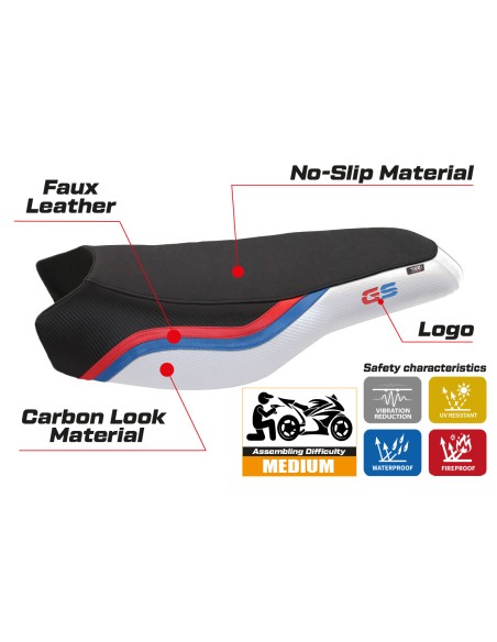 Funda de asiento compatible BMW R 1200/1250 GS Rallye (17-22) modelo Bonn 2