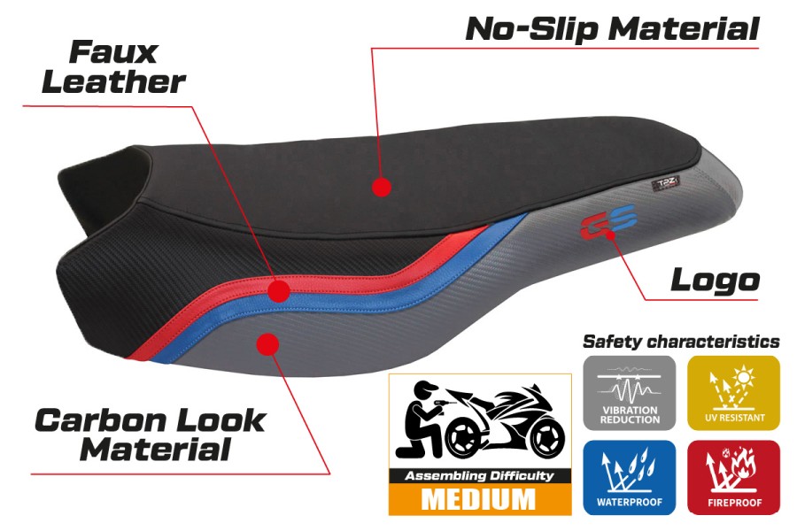 Rivestimento sella compatibile BMW R 1200/1250 GS Rallye (17-22) modello Bonn 2