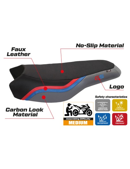 Funda de asiento compatible BMW R 1200/1250 GS Rallye (17-22) modelo Bonn 2