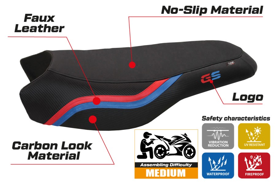 Rivestimento sella compatibile BMW R 1200/1250 GS Rallye (17-22) modello Bonn 2