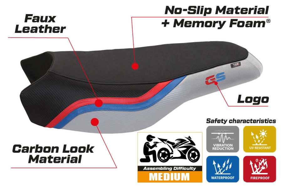 Seat cover compatible BMW R 1200/1250 GS Rallye (17-22) Bonn 2 comfort system model