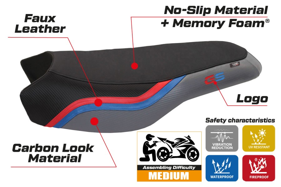 Rivestimento sella compatibile BMW R 1200/1250 GS Rallye (17-22) modello Bonn 2 comfort system