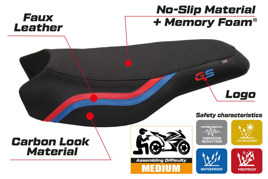 Sitzbezug kompatibel BMW R 1200/1250 GS Rallye (17-22) Modell Bonn 2 comfort system
