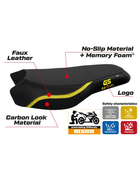 Housse de selle compatible BMW R 1200/1250 GS Rallye (17-22) modèle Bonn 2 comfort system