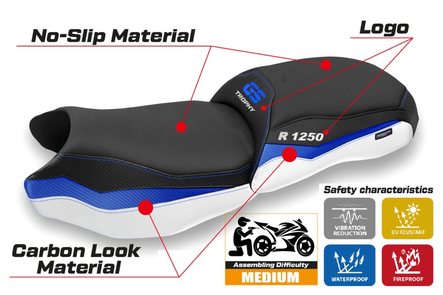 Funda de asiento compatible BMW R 1250 GS (19-22) modelo Adalia comfort system