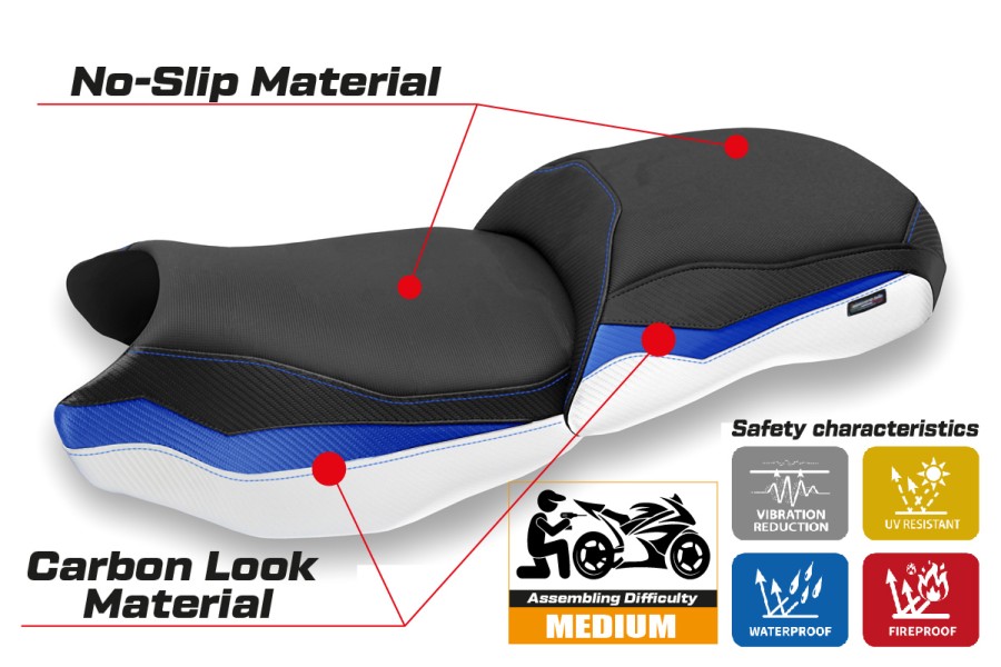 Funda de asiento compatible BMW R 1250 GS (19-22) modelo Adalia comfort system