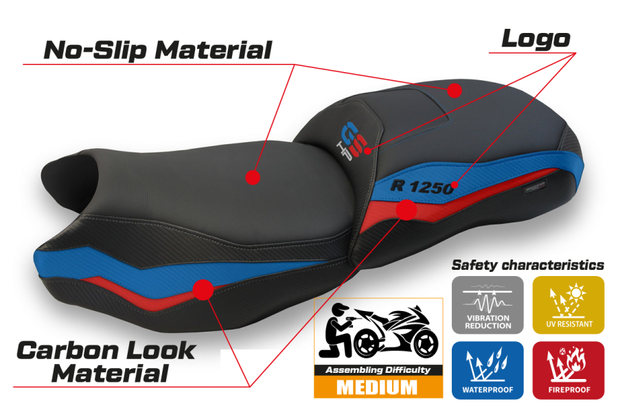 Rivestimento sella compatibile BMW R 1250 GS (19-22) modello Taiwan comfort system