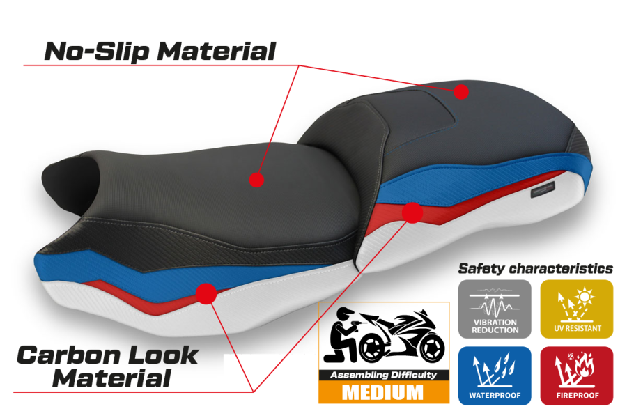 Funda de asiento compatible BMW R 1250 GS (19-22) modelo Taiwan comfort system