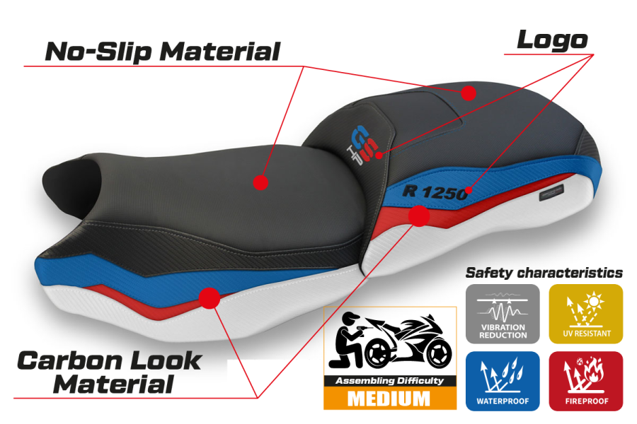Sitzbezug kompatibel BMW R 1250 GS (19-22) Modell Taiwan comfort system