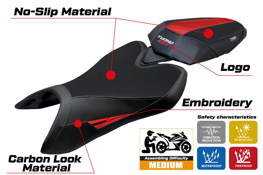 Funda de asiento compatible - Aprilia Tuono 457 2025-2026 - mod Vignesh