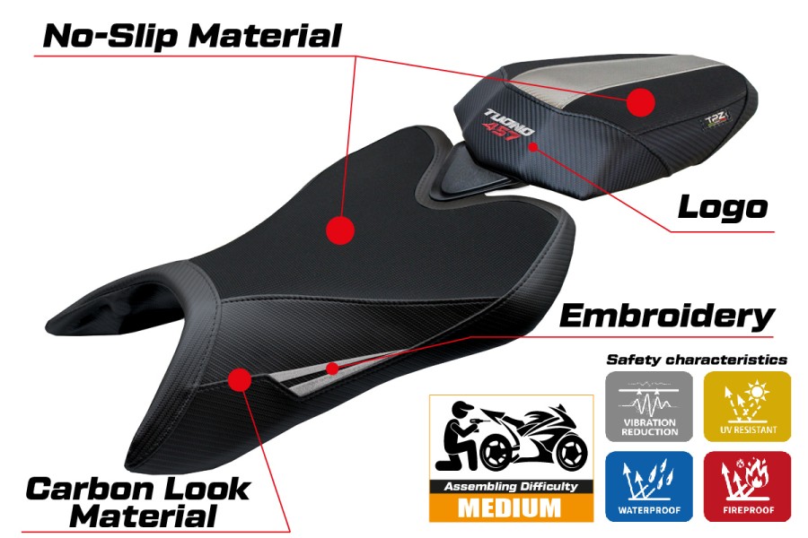 Rivestimento sella compatibile - Aprilia Tuono 457 2025-2026 - mod Vignesh