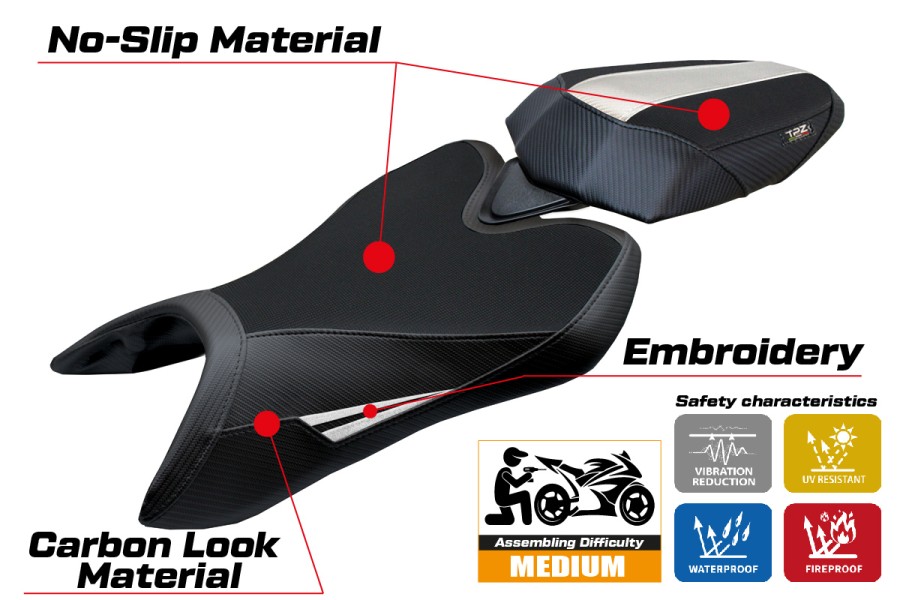 Housse de selle compatible - Aprilia Tuono 457 2025-2026 - mod Vignesh