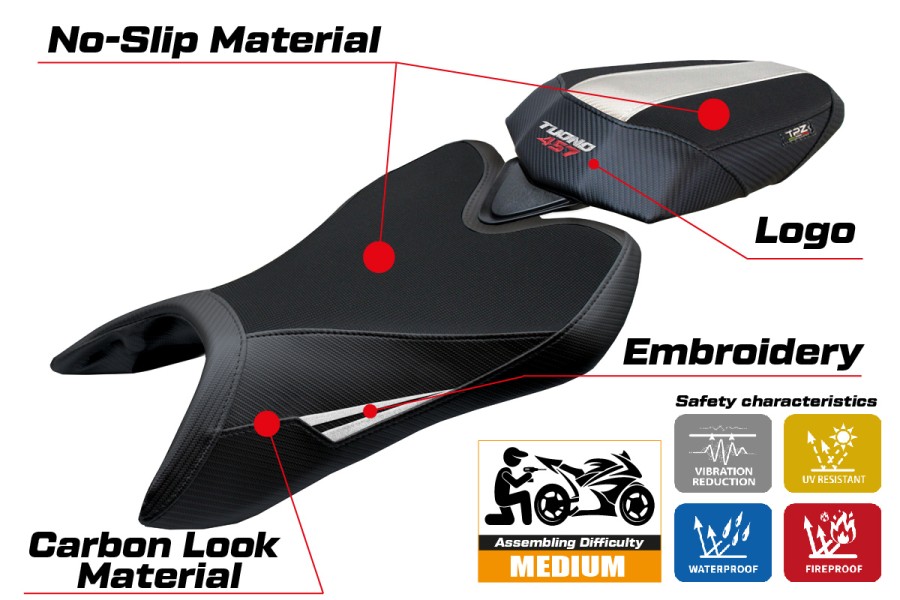 Funda de asiento compatible - Aprilia Tuono 457 2025-2026 - mod Vignesh