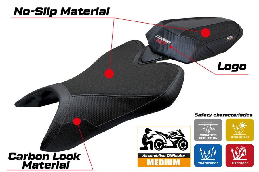 Rivestimento sella compatibile - Aprilia Tuono 457 2025-2026 - mod Vignesh Ultragrip