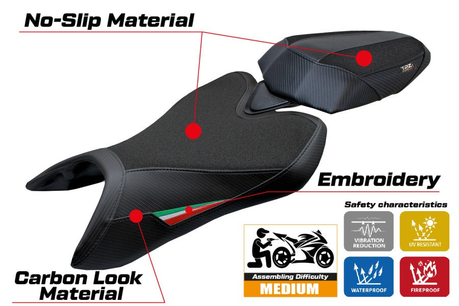 Rivestimento sella compatibile - Aprilia Tuono 457 2025-2026 - mod Vignesh Ultragrip