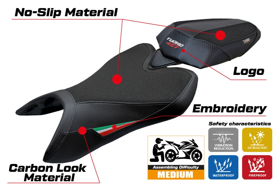 Rivestimento sella compatibile - Aprilia Tuono 457 2025-2026 - mod Vignesh Ultragrip