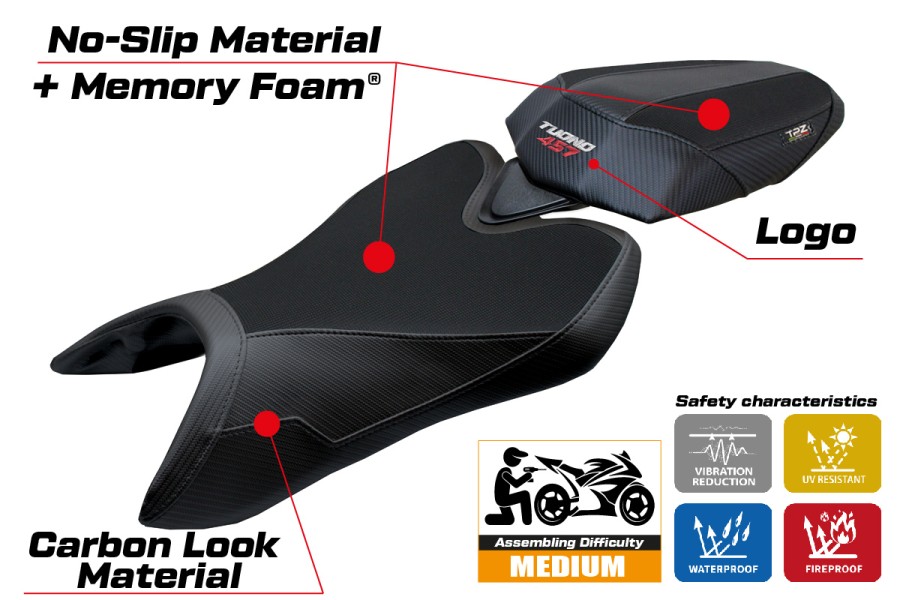 Rivestimento sella compatibile - Aprilia Tuono 457 2025-2026 - mod Vignesh Comfort System