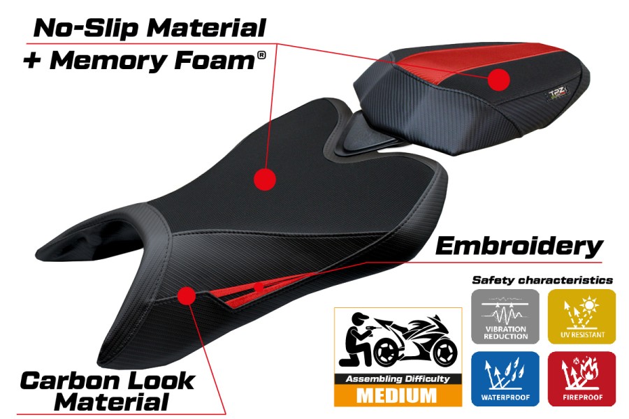 Housse de selle compatible - Aprilia Tuono 457 2025-2026 - mod Vignesh Comfort System