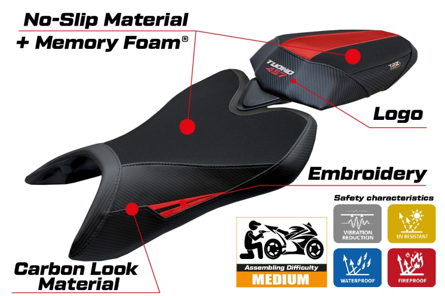 Sitzbezug kompatibel - Aprilia Tuono 457 2025-2026 - mod Vignesh Comfort System