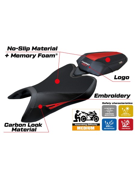 Funda de asiento compatible - Aprilia Tuono 457 2025-2026 - mod Vignesh Comfort System