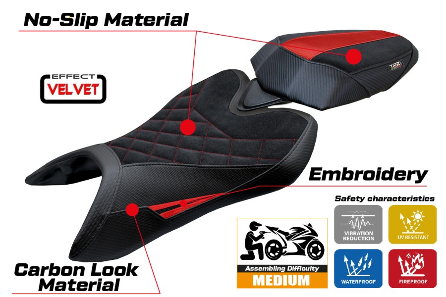Rivestimento sella compatibile - Aprilia Tuono 457 2025-2026 - mod Vignesh Velvet Special Edition