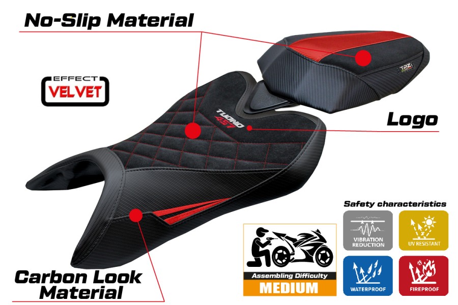 Seat cover compatible - Aprilia Tuono 457 2025-2026 - mod Vignesh Velvet Special Edition