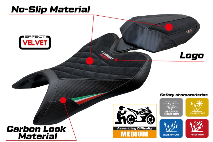 Sitzbezug kompatibel - Aprilia Tuono 457 2025-2026 - mod Vignesh Velvet Special Edition